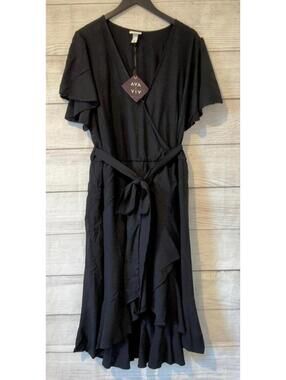 Ava & Viv Black High Low Flutter Sleeve Dress Women Size 3X